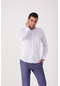 Dufy Beyaz-Mavi Erkek Slim Fit  Uzun Kol Gömlek - 85368