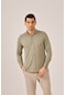 Dufy Haki Erkek Slim Fit Brent Alttan Düğmeli Yaka Uzun Kol Gömlek - 89974