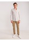 Dufy Haki Erkek Slim Fit Brent Düğmeli Yaka Uzun Kol Gömlek - 60701