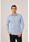 Dufy Açık Mavi Erkek Slim Fit Yarım İtalyan Yaka Uzun Kol Gömlek - 90524