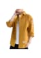 Erkek Seven Yırtmaçlı Yazlık Bol Kısa Kollu Gömlek-sarı