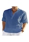 Erkek T-shirt Bol Solid Gömlek - Açık Mavi