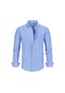 Ikkb Erkek İş Günlük Fermuarlı Oxford Uzun Kollu Gömlek Açık Mavi
