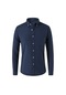 Ikkb Yeni Erkek Oxford Tekstil Moda Düz Renk Uzun Kollu Gömlek Lacivert