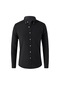 Ikkb Yeni Erkek Oxford Tekstil Modası Düz Renk Uzun Kollu Siyah Gömlek