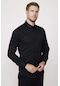 Tudors Modern Slim Fit Pamuklu Kolay Ütü Armürlü Erkek Siyah Gömlek-23994-siyah