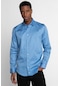 Tudors Slim Fit Koton Saten Premium Seri Erkek Mavi Gömlek 26746 Mavi