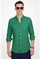Tudors Slim Fit Uzun Kol Biyeli Yaka Düğmeli Keten Erkek Yeşil Gömlek-27199-Yeşil