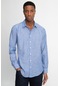 Tudors Slim Fit Uzun Kol Çizgili Yaka İçi Biyeli Ketenli Erkek Gömlek-27188-Multi