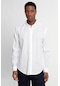 Tudors Slim Fit Uzun Kol Keten Premium Seri Düğmeli Yaka Spor Gömlek-27178-Beyaz