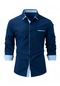 Yeni Moda İlkbahar Erkek İnce Günlük Gömlek- Koyu Mavi