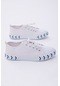 Çocuk Unisex Beyaz Mavi Rahat Kalıp Ok Detaylı Lastik Bağcıklı Kumaş Spor Ayakkabı TBYSRSK005