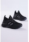Çocuk Unisex Siyah Füme Rahat Kalıp Nefes Alabilen Kumaş Bağcıklı Sneaker TBTMKD015