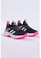 Çocuk Unisex Siyah Fuşya Rahat Kalıp Nefes Alabilen Kumaş Bağcıklı Sneaker TBTMKD015