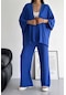 Trend Alisse Bol Paça Palazzo Kimono Kadın Alt Üst Takım Mavi