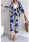 Trend Alisse Desenli Kimono Kadın Alt Üst Takım Mavi