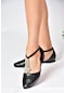 Fox Shoes P726626009 Siyah Taş Detaylı Kadın Babet Siyah