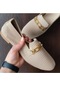 Kadın Tentriko Zincirli Taşlı Düz Babet Günlük Yazlık Ayakkabı Ten Rengi