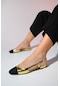 Luvishoes Lujo Altın Kadın Arkası Açık Düz Babet Ayakkabı