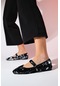 Luvishoes Vesla Siyah Payetli Düz Kadın Babet Ayakkabı