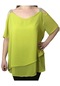 Zoi Kadın Yeşil Şifon Kısa Kol Omuz Taş Işli Açık Bluz Açık Yeşil