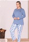 Alperi Büyük Beden Battal Kışlık Pijama Takımı Mavi
