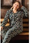 Büyük Beden Polar Düğmeli Battal Kadın Pijama Takımı Çiçek