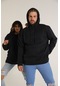 Sevgili Kombini Çift Oversize Kapşonlu Üç Iplik Sweatshirt Siyah
