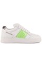 Bub Cray - Beyaz, Yeşil Deri Zebra Desenli Kadın Sneaker Beyaz