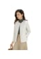 Solid Kadın Yuvarlak Yaka Uzun Kollu İç Aşağı Ceket Beyaz