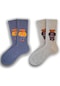 2'li Teddy Ayıcık Desenli Renkli Unisex Soket Çorap (38-42)