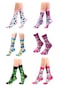 Ozzy Socks 6'lı Organik Pamuklu Dikişsiz Kadın Çok Renkli Desenli Çorap (448387888)