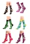 Ozzy Socks 6'lı Organik Pamuklu Dikişsiz Kadın Çok Renkli Desenli Çorap (448387957)