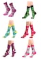 Ozzy Socks  6'lı Organik Pamuklu Dikişsiz Kadın Çok Renkli Desenli Çorap (448388044)