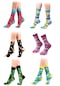 Ozzy Socks 6'lı Organik Pamuklu Dikişsiz Kadın Çok Renkli Desenli Çorap