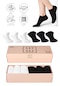 Bambu Kadın Patik Siyah-beyaz Çorap Dikişsiz Premium Kutulu 6'lı