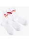 Koton Çiçekli 3'lü Soket Çorap Seti Slogan Desenli Beyaz 4sak80132aa 4SAK80132AA000