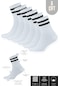 Kral Socks Pamuklu Çizgili Unisex Kolej Tenis Çorabı 6 Çift Beyaz