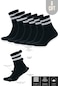 Kral Socks Pamuklu Çizgili Unisex Kolej Tenis Çorabı 6 Çift Siyah