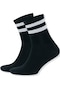 Kral Socks Pamuklu Çizgili Unisex Kolej Tenis Çorabı 6 Çift Siyah
