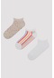 Penti Floral Striped Bej 3lü Patik Çorap