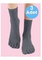 Tezzgelsin Kadın 3'lü Bambu Mantar Çorabı Parmak Çorap Füme