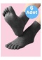 Tezzgelsin Kadın 6'lı Bambu Mantar Çorabı Parmak Çorap Füme