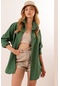 Bigdart 3900 Oversize Uzun Basic Kadın Gömlek Zümrüt Yeşili 001