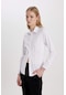 Defacto Y4651az24spwt34 Fitted Gömlek Yaka Uzun Kollu Kadın Gömlek Beyaz