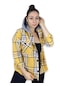 Kadın Çok Renkli Hardal Sarı Oduncu Oversize Ceket Gömlek