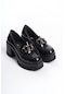 Kadın Guzi Siyah Rugan 8 CM Topuklu Platformlu Ayakkabı-Siyah Rugan