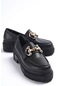 Verona Siyah Gold Tokalı Deri Günlük Kullanım Loafer Kadın Ayakkabı