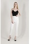 Balenbi 1005 Beyaz Havuç Paça Beli Lastikli Dokuma Kadın Pantolon-beyaz