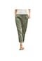 Düz Renk Rahat Pamuklu Keten Günlük Kadın Pantolonu Yeşil